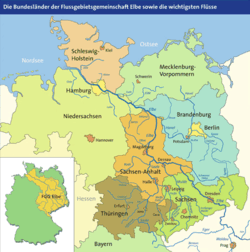Karte der Bundesländer im Elbeeinzugsgebiet