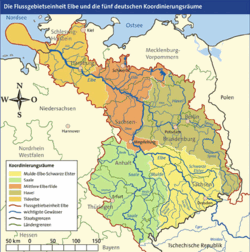 Karte der Koordinierungsräume im Elbeeinzugsgebiet